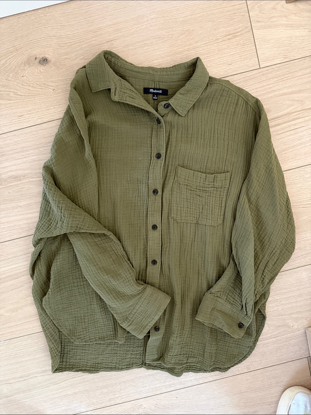 Madewell Olive Gauze Button-Front Shirt